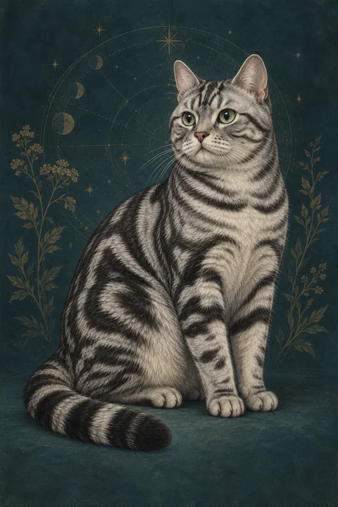 American Shorthair · Silver classic tabby · Original breed illustration