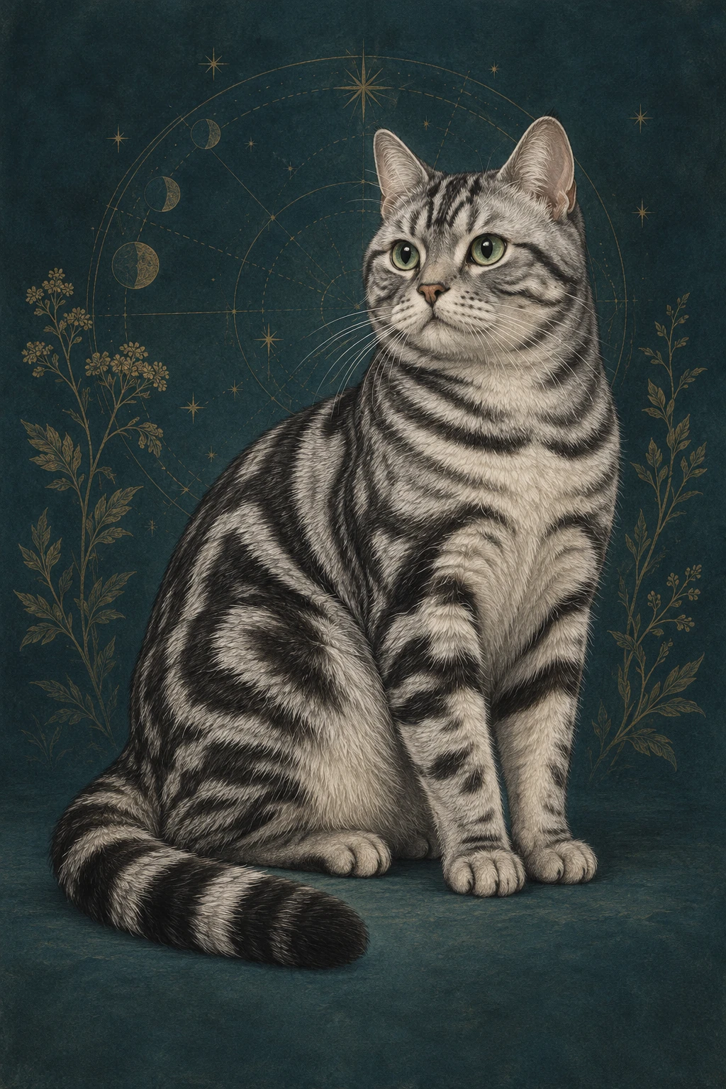 美国短毛猫 · 银色经典虎斑 · 原创品种示意插画