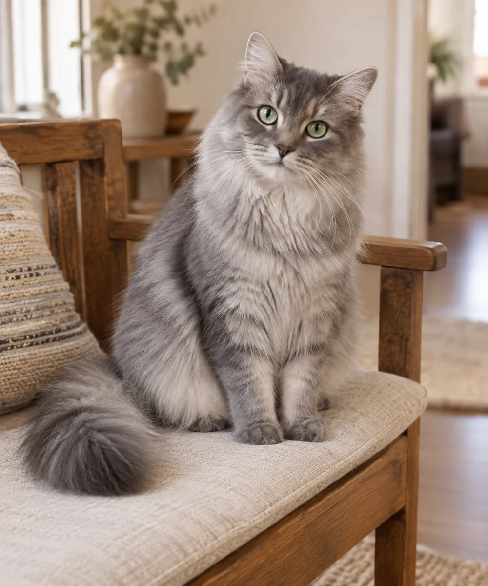 小麦穗 · AI 生成的虚拟混血猫写实图
