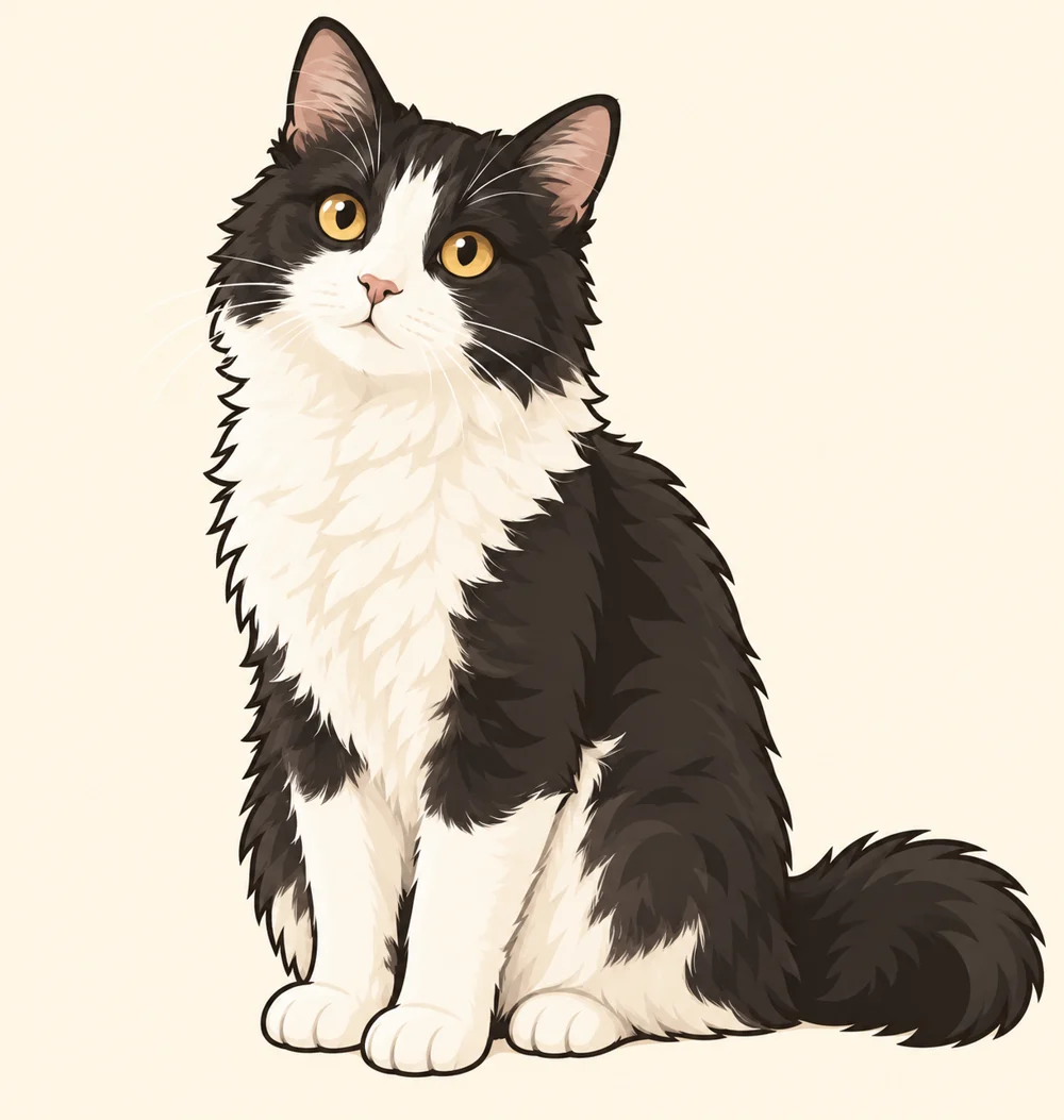 桃のクランブル · 同じ架空のミックス猫のAI漫画画像