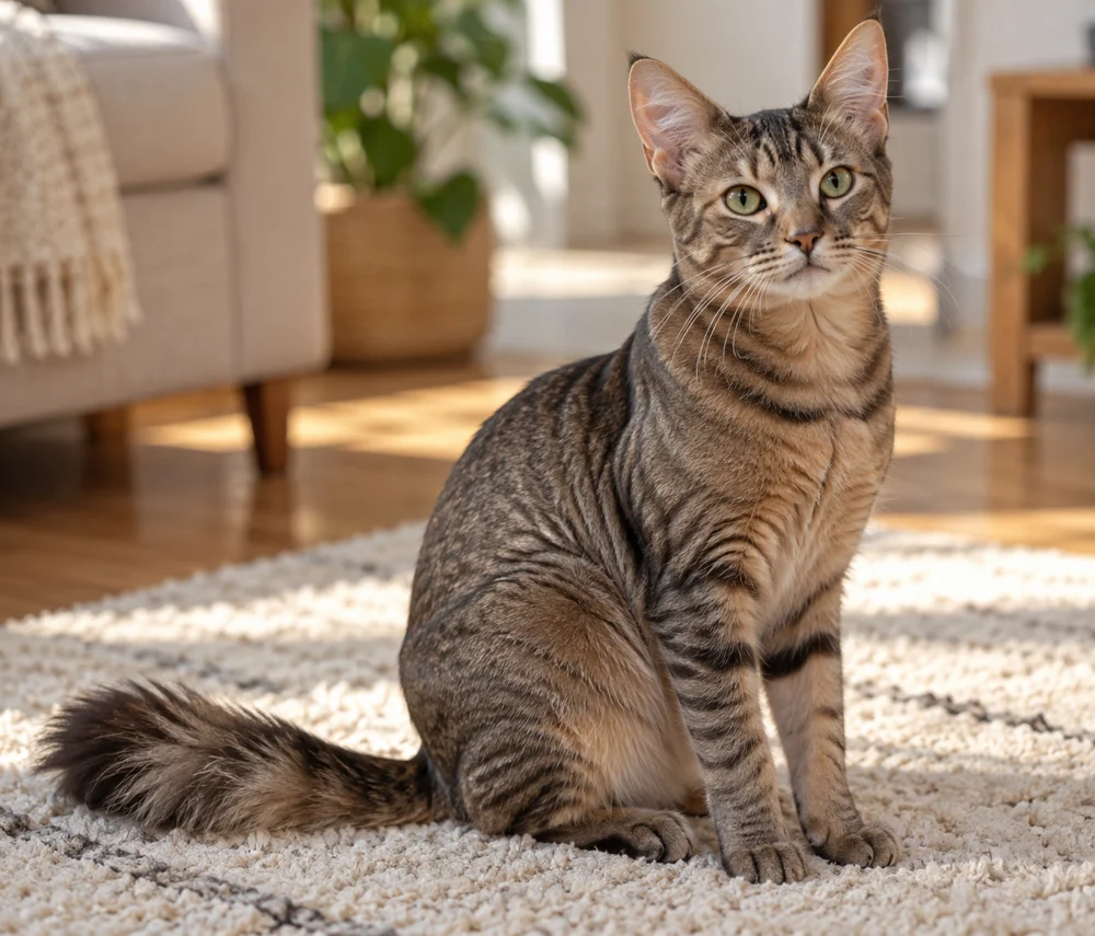 青柠豆 · AI 生成的虚拟混血猫写实图