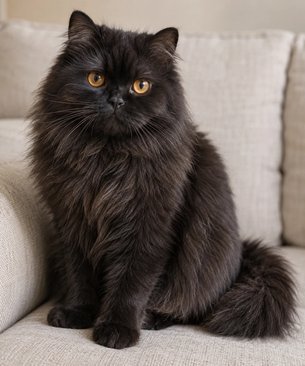 黑绒云 · AI 生成的虚拟混血猫写实图