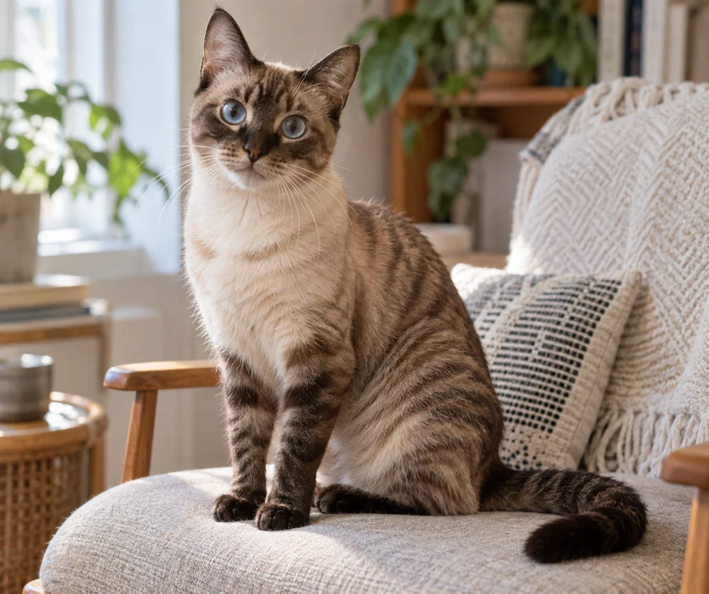 蜂蜜豆 · AI 生成的虚拟混血猫写实图