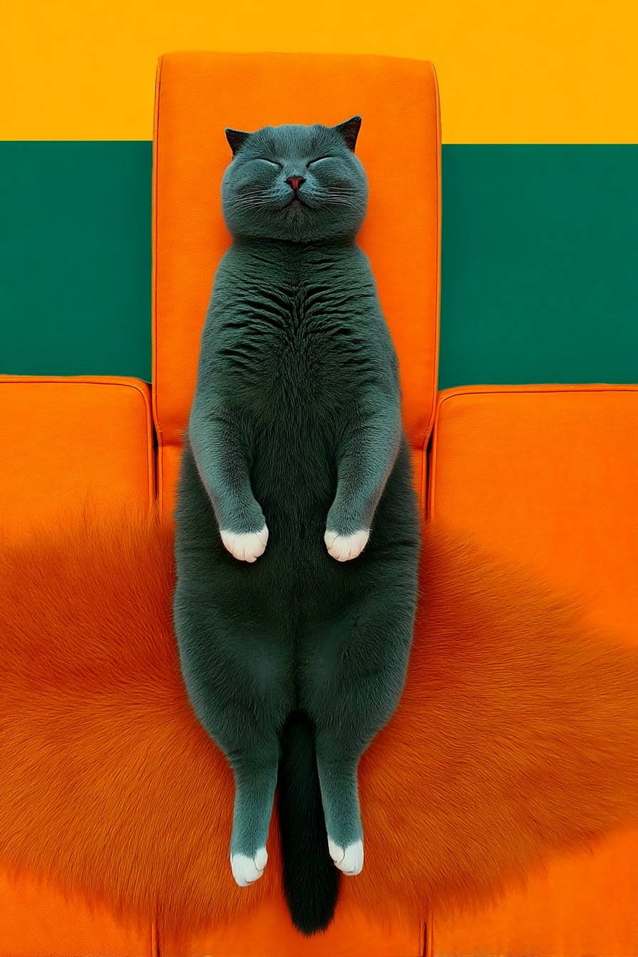 A chubby Scottish Fold cat is napping lazily.