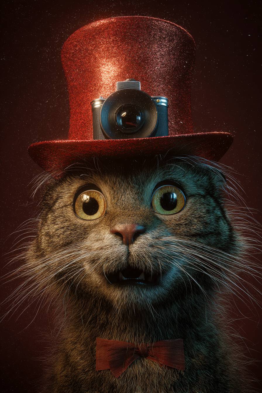 Ein magischer Katzenfotograf mit einer Kamera.