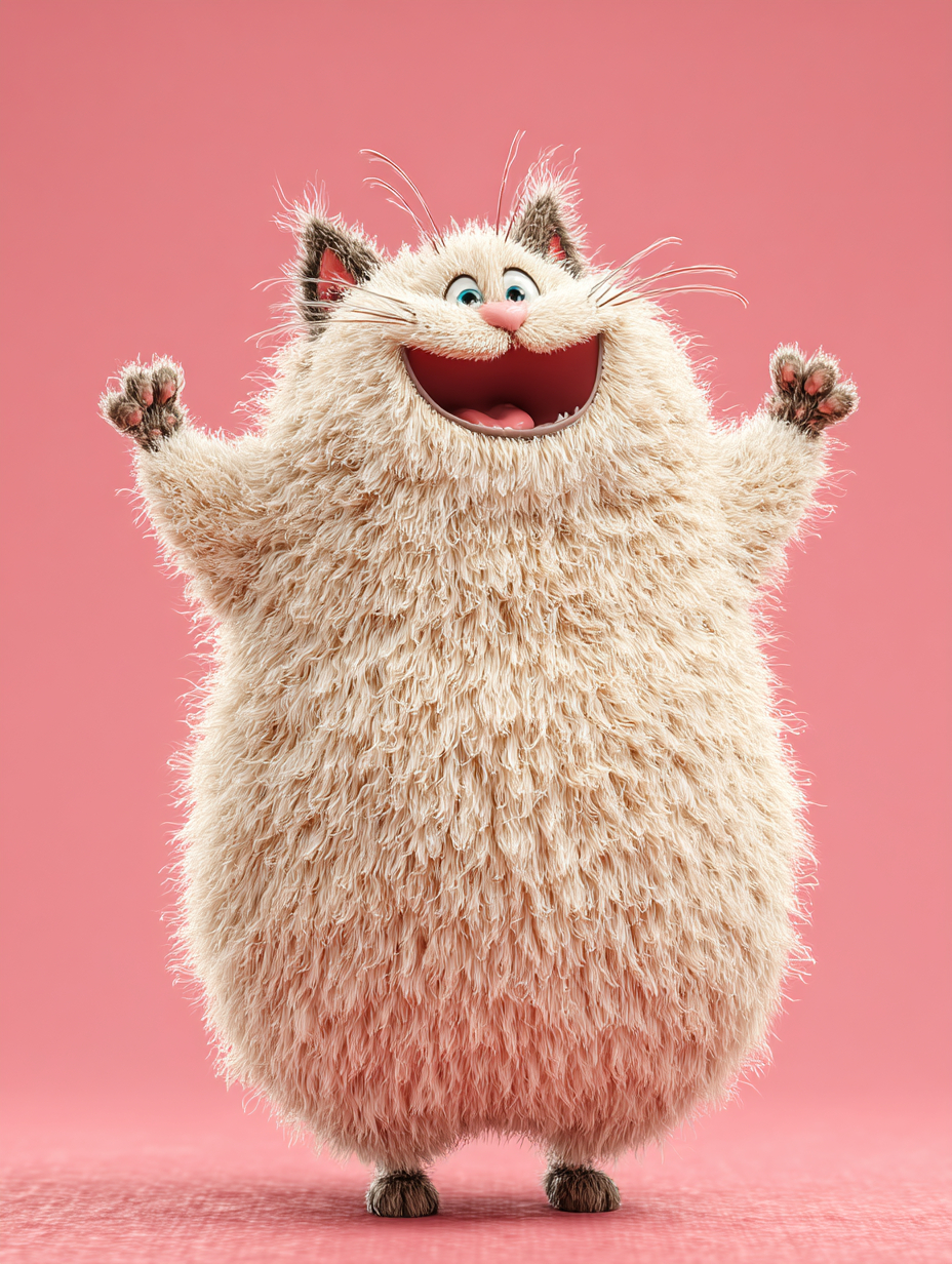 Una linda y gordita ilustración en 3D de un gato ragdoll