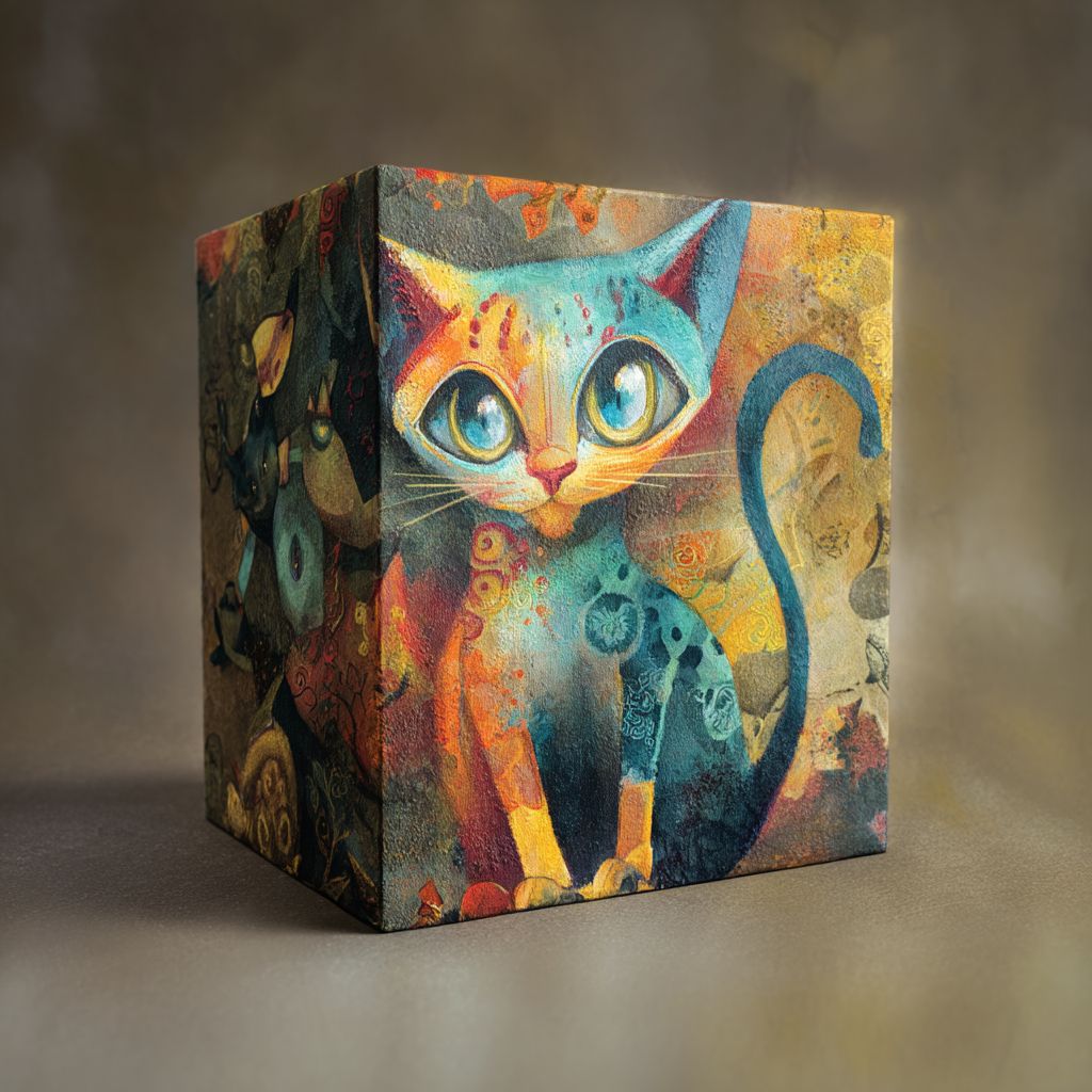Фантазийный кот, коробочное искусство