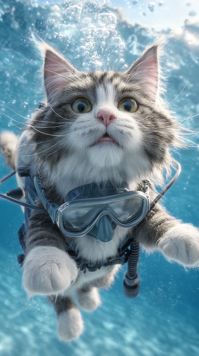 realistic cat scuba diving