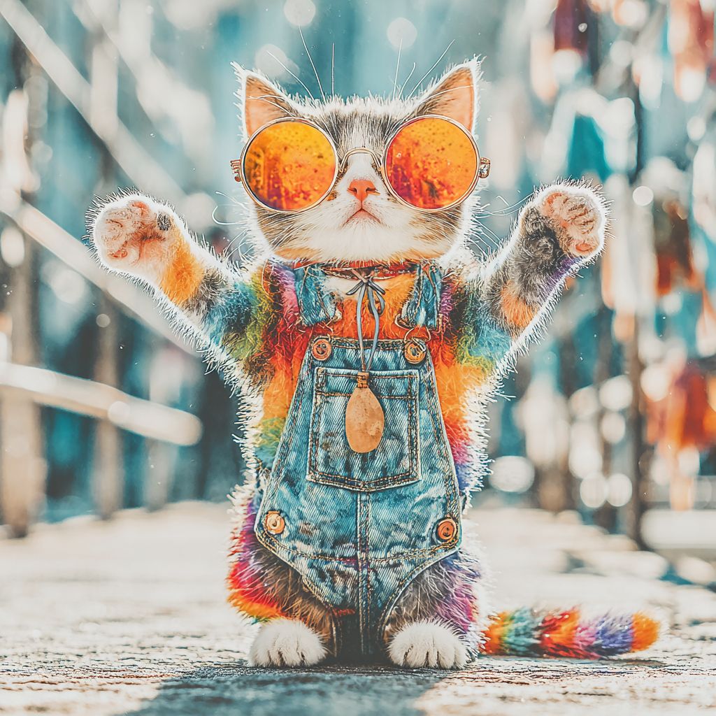 A cute cat wearing sunglasses