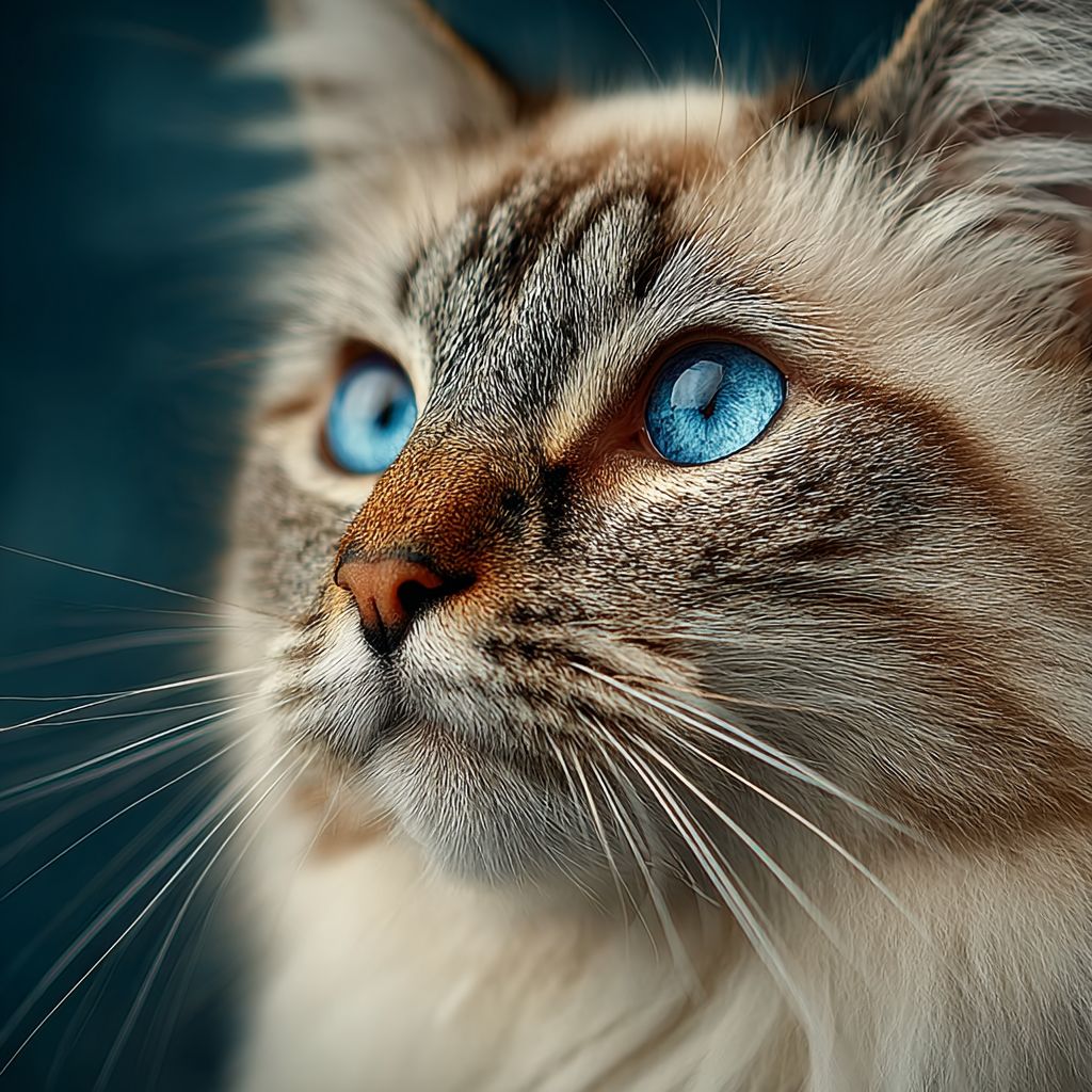 一只布偶猫的超写实特写肖像