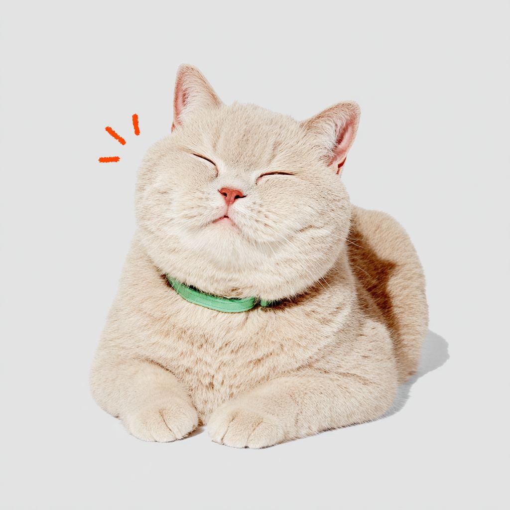Un chat British Shorthair à poils courts sourit et fait un signe de paix
