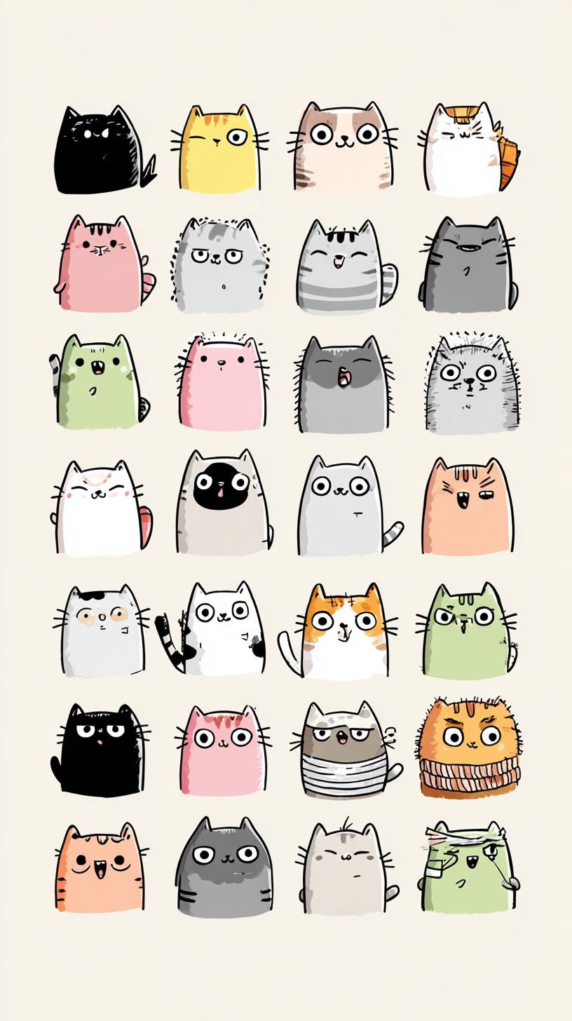 24 gatos antropomórficos únicos que expresan diversas emociones y temas