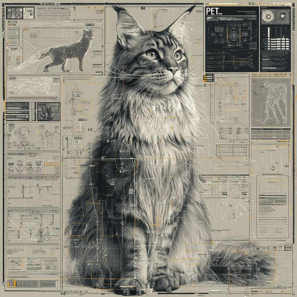 Гигантский мейн-кун представлен с научными и футуристическими элементами
