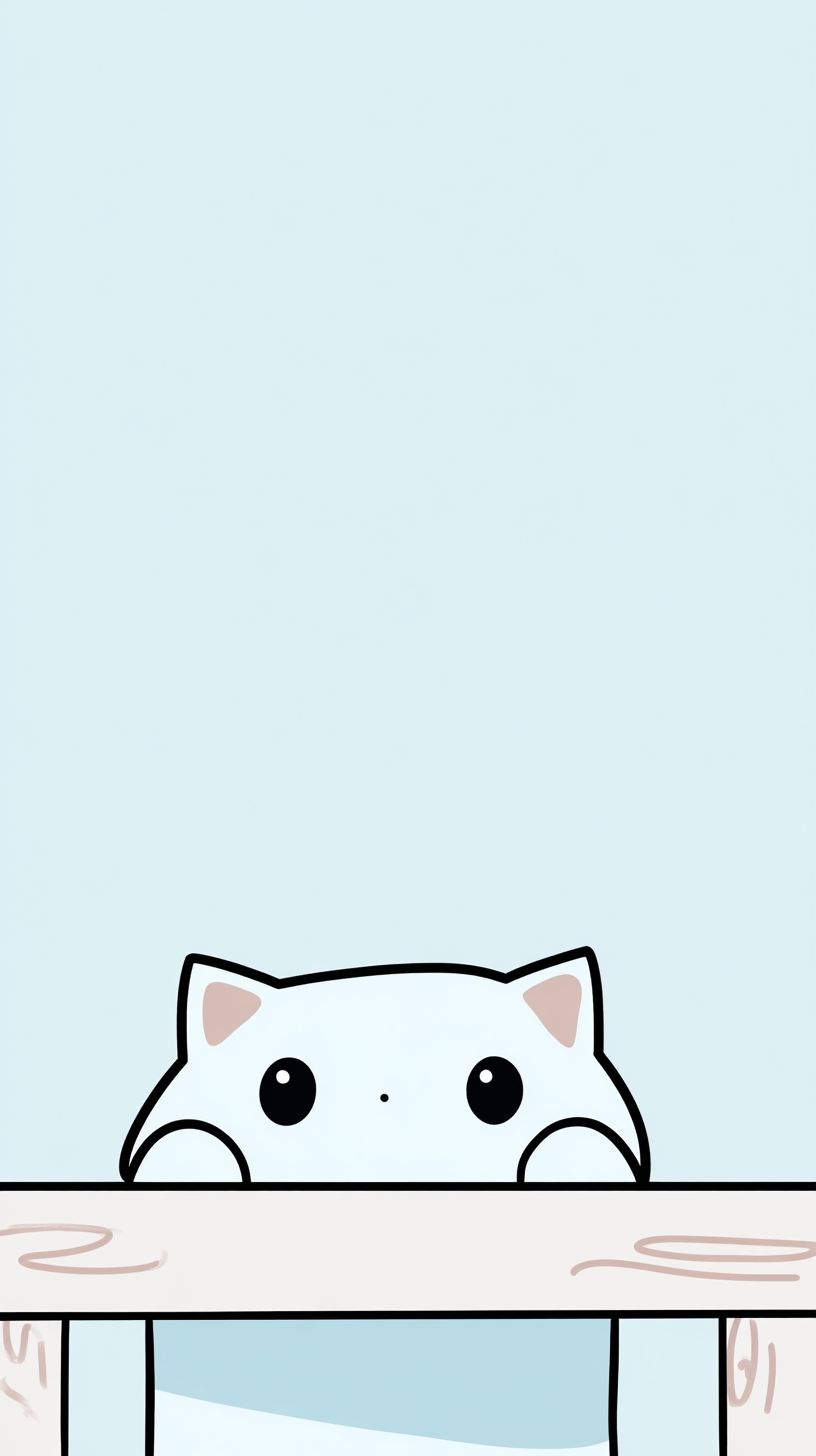 A cute cat peeking over a table edge in a flat vector design