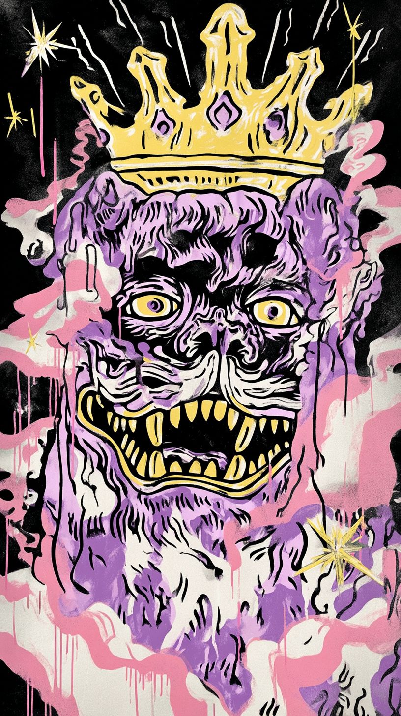 ملصق فني لكيلر كوين بخطوط نظيفة وزاهية وألوان بارزة بأسلوب رجعي