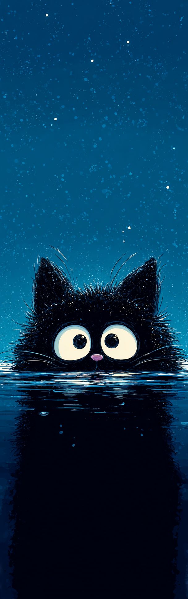 رأس قطة سوداء تطفو على سطح الماء