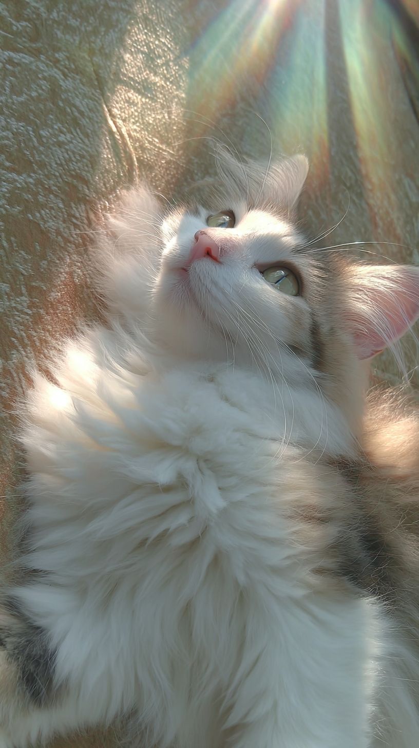 A cat is lying under the sunlight