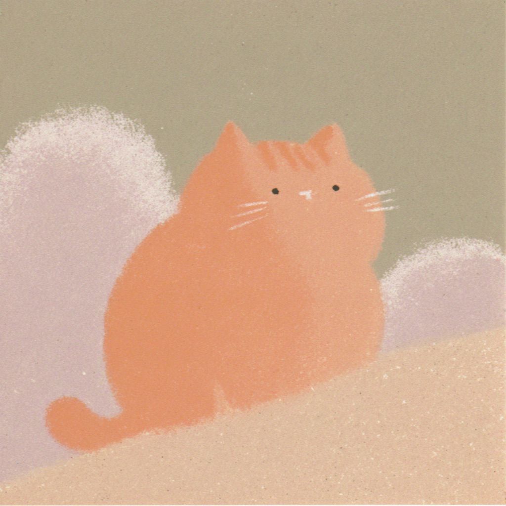 A big orange cat crayon drawing