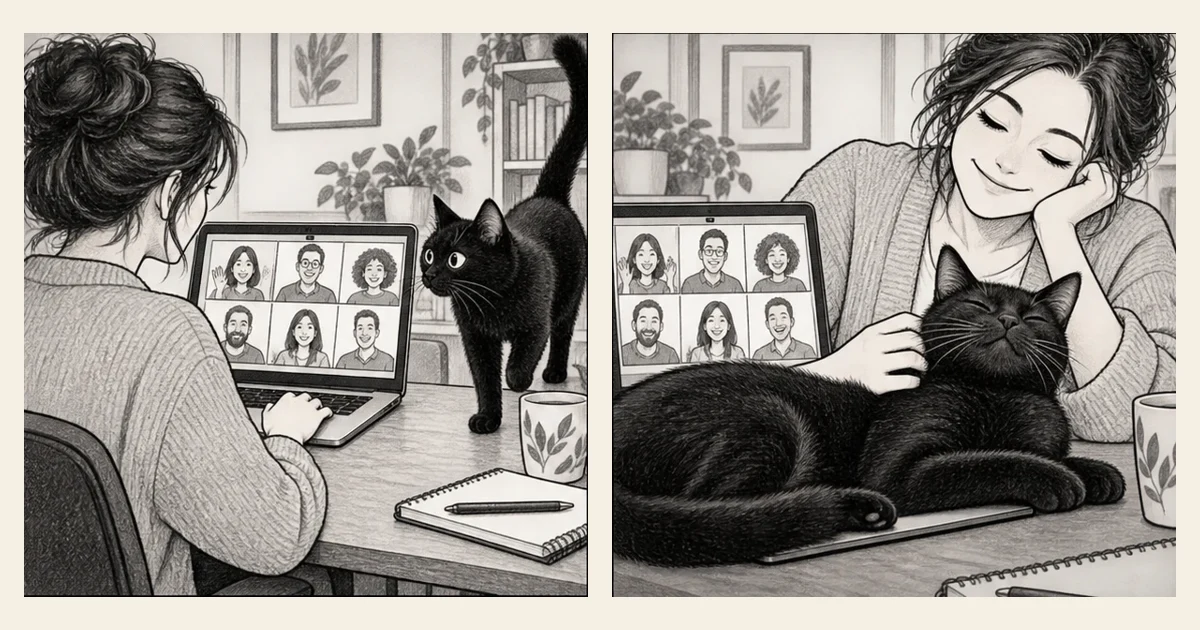 漫画插画:猫咪们认真召开一场会议