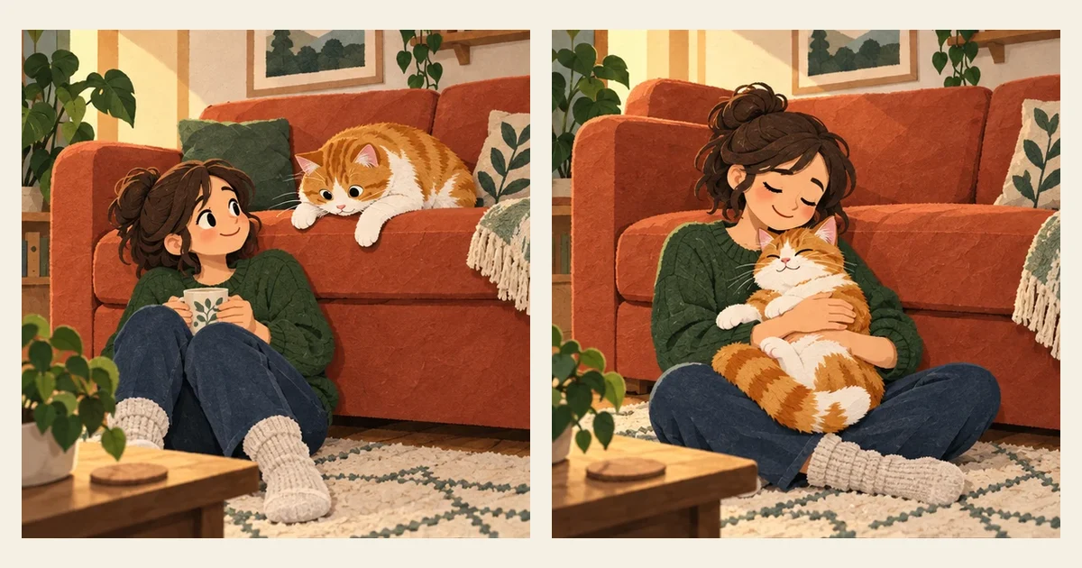 漫画插画:猫咪与它熟悉的人类